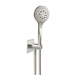 Herzbach Design iX tub set 17.914600.2.09 1250 mm, 70x70mm, with shower connection bend, hand shower, brushed stainless steel