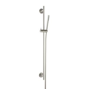 Herzbach Design iX shower wall bar set 17.922700.1.09 900 mm, rosette d= 70mm, with hand shower, brushed stainless steel