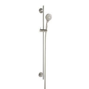 Herzbach Design iX Dusch-Wandstangenset 17.922800.1.09 900 mm, Rosette d= 70mm, mit Handbrause, Edelstahl gebürstet