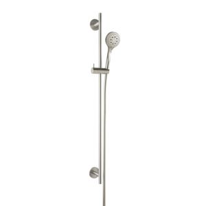 Ensemble de barre de douche Herzbach Design iX 17.922800.1.09 900 mm, rosace d= 70mm, avec douchette, acier inoxydable brossé
