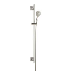 Herzbach Design iX Dusch-Wandstangenset 17.922800.2.09 900 mm, Rosette 70x70mm, mit Handbrause, Edelstahl gebürstet