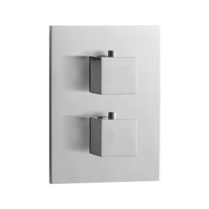 Herzbach Living thermostat encastré carré 19.503055.1.09 acier inoxydable brossé, 3 consommateurs