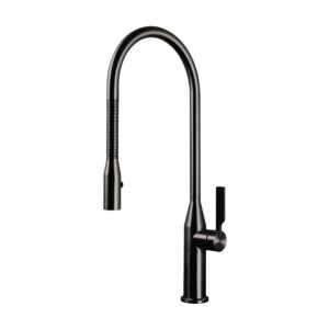 Herzbach Living single-lever sink mixer 21.136300.1.40 spiral spring spout, swivelling, black steel
