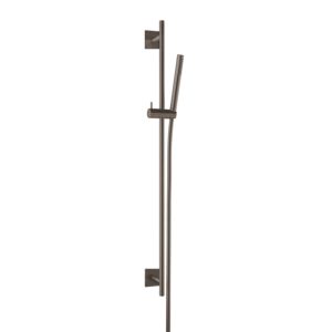 Herzbach Design iX PVD shower wall bar set 21.922700.2.40 Black Steel, 900mm, with baton hand shower