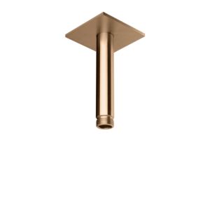 Herzbach Design iX PVD bras de plafond 21.964810.2.39 Cuivre Acier, pour douche pluie, 100mm, avec rosace 70x70mm