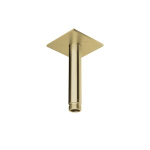 Herzbach Design iX PVD bras de plafond 21.964810.2.41 Laiton Acier, pour douche pluie, 100mm, avec rosace 70x70mm