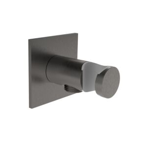 Herzbach Design iX PVD shower connection elbow 21.995200.2.40 Black Steel, rosette 70x70mm, with cone holder