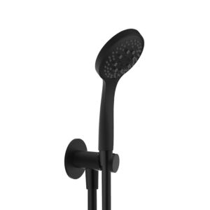 Herzbach Deep Black match0 23.620225.2.12 noir mat, avec coude de raccordement intégré, douchette multifonction 100mm