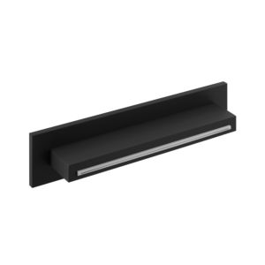 Herzbach Deep Black flood wall spout 23.697000. 2000 .12 black matt, for wall surface mounting, 346 x 80 mm, projection 63.5 mm