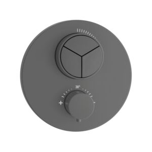 Kit de montage final Herzbach Deep Grey 23.803055.1.06 pour 3 consommateurs, thermostat encastré, gris mat