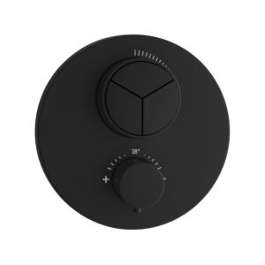 Herzbach Deep Black thermostat 23.803055.1.12 noir mat, encastré, pour 3 consommateurs