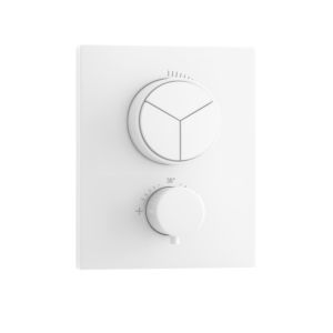 Kit de finition Herzbach Deep White 23.803055.2.07 thermostat encastré, 3 sorties, blanc mat