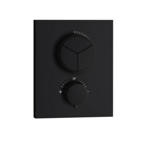 Herzbach Deep Black Fertigmontageset 23.803055.2.12 für 3 Verbraucher, Unterputz, Thermostat, schwarz matt