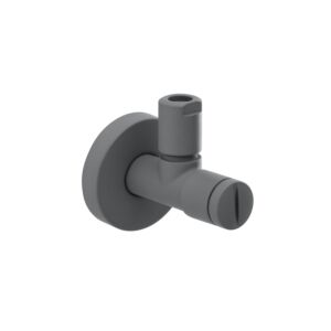 Herzbach Deep Grey Design-Eckventil 23.954780.1.06 mit Rosette d= 60mm, Wandanschluss 1/2", grau matt