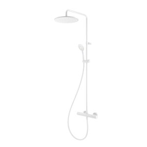 Herzbach Deep White shower column 23.988525.1.07 Ø 250mm, with shower thermostat and multifunction shower, matt white
