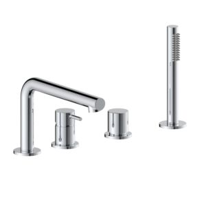 Herzbach Siro four-hole bath mixer 30.120250.1.01 with spout, chrome
