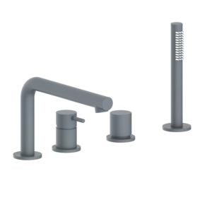 Herzbach Siro four-hole bath mixer 30.120250.1.06 with spout, matt gray