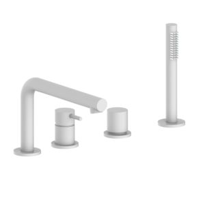 Herzbach Siro mélangeur de bain à quatre trous 30.120250.1.07 avec bec, blanc mat