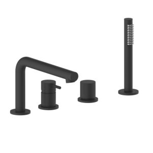 Herzbach Siro mélangeur de bain à quatre trous 30.120250.1.12 avec bec, noir mat