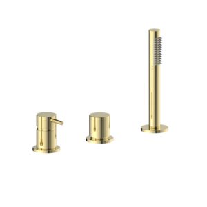 Herzbach Siro mélangeur de bain à trois trous 30.120250.2.03 sans bec, or