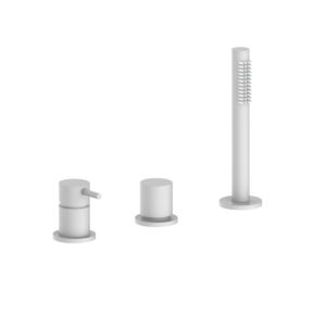 Herzbach Siro mélangeur de bain à trois trous 30.120250.2.07 sans bec, blanc mat