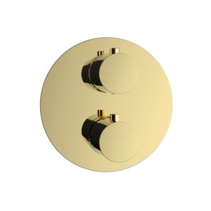 Herzbach Living set de finition rond 30.503055.1.03 thermostat encastré, 3 consommateurs, PVD or