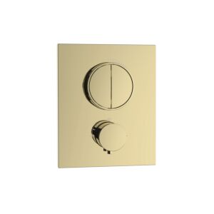 Herzbach Living PUSH square final assembly set 30.803050.2.03 flush-mounted thermostat, 2 outlets, PVD gold