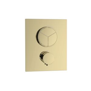 Herzbach Living PUSH square final assembly set 30.803055.2.03 flush-mounted thermostat, 3 outlets, PVD gold