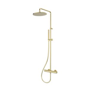 Colonne de douche Herzbach Living Spa 30.988250.1.03 PVD or, d= 250mm, avec thermostat de douche et douchette