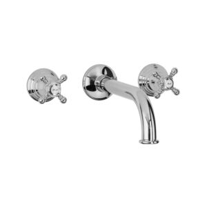 Herzbach Anais Classic set de finition 32.959000.2.01 lavabo à encastrer, robinetterie à deux poignées, poignées croisées, chromé