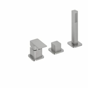 Herzbach Ceo Fertigmontageset 36.220250.2.14 Wannen-Dreiloch-Armatur, Edelstahlfinish