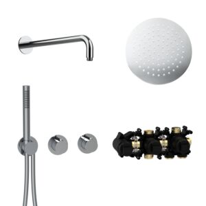 Herzbach MODUL7 set de thermostat T-RB250 70.702711.1.01 bras mural douche à effet de pluie 250mm chromé