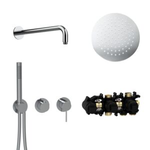 Herzbach MODUL7 set de robinetterie H-RB250 70.702712.1.01 bras mural douche à effet de pluie 250mm chromé
