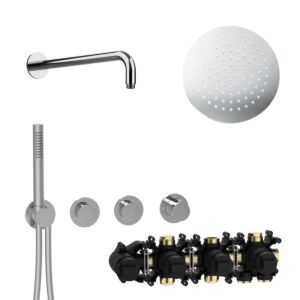 Herzbach MODUL7 PUSH-Thermostat-Set P-RB250 70.702713.1.01 Wandarm Regenbrause 250mm Chrom