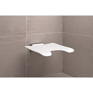 Hewi System 900 siège pliant 900.51.204XA98 450 x 112 x 525 mm, Inox sol, le signal Inox polyamide, avec découpe hygiénique