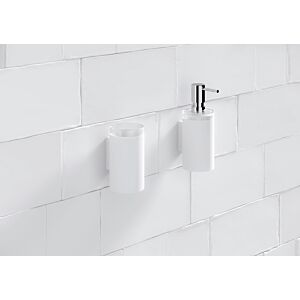 Hewi System 900 bécher en verre 900.04.00060DX peint par poudrage blanc profond mat, cylindrique, avec Halter