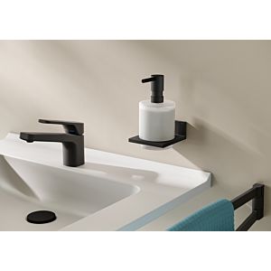 Hewi System 900 Q soap dispenser 900Q06.00060DC powder-coated black deep matt, with metal holder
