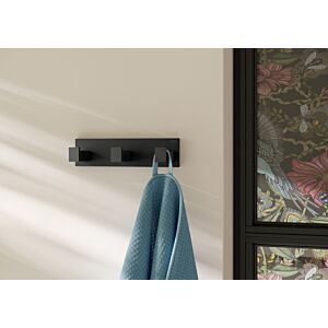 Hewi System 900 Q Hakenleiste 900Q90.00360DC  pulverbeschichtet schwarz tiefmatt, aus Edelstahl, 155x40x44 mm