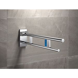 Hewi System 900 bras de support 900.50.11840 gorge 700 mm, Inox chrome, à gauche, la libération de chasse d&#39; eau de radio