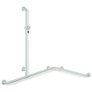 Hewi 801 shower handrail 801.35.33098 1185/762 x 1250 mm, signal white, with shower holder bar