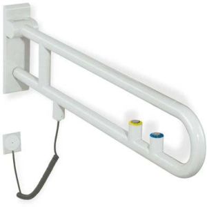 Hewi 801 E-rotating support arm 801.50.51084 850 mm, umber, flush / function button, yellow ring