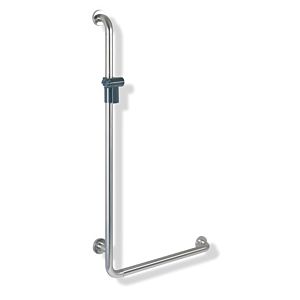 Hewi 805 poignée coudée 805.33.210R98 longueur 1100 mm, support de douche blanc de sécurité, version droite, Inox brossé