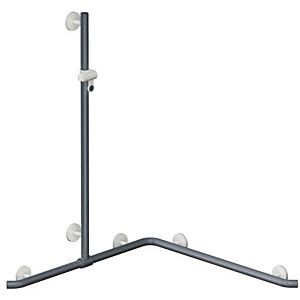 Hewi System 800 K shower handrail 950.35.3309995 1110mm, shower holder, supports and Escutcheon pure white, rock grey