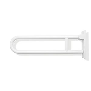 Hewi 801 active + hinged support rail 801.50D20098 signal white, 600 mm, with black arm pads, antimicrobial