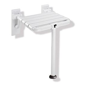 Hewi 801 folding seat 801.51.203S90 345 x 408 mm, deep black, with floor support, brown buffer