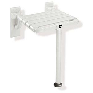 Hewi 801 folding seat 801.51.203S55 345 x 408 mm, aqua blue, with floor support, brown buffer