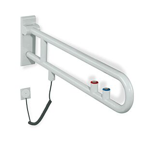 Hewi 801 E-support arm 801.50.71597 850 mm, light gray, flush / function button, red ring
