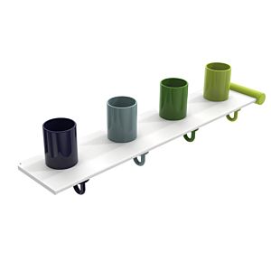 Hewi toothbrush tumbler rack 800.03.41074 4 places, apple green, with towel hook, extension set
