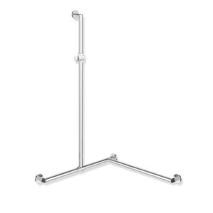 Hewi System 900 Edelstahl-Duschhandlauf 900.35.3074098 1250 x 765 x 965 mm, verchromt, Brausehalter Polyamid signalweiß, links