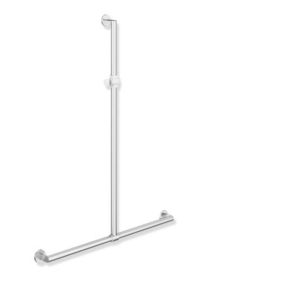 Hewi main courante de System 900 match0 900.35.400XA98 1250 x 765 mm, Inox poncé mat, polyamide brillant blanc de sécurité